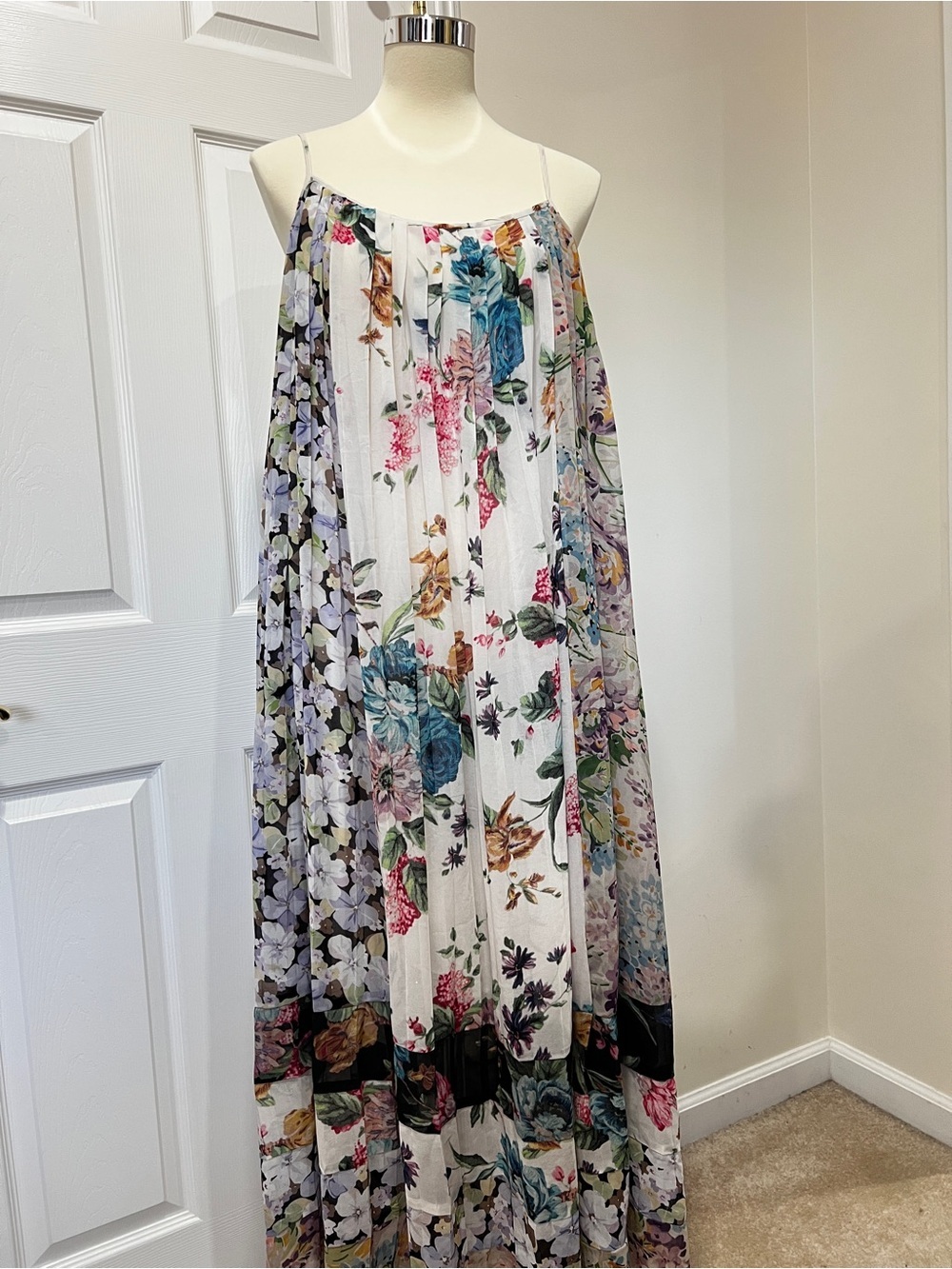 Zimmermann Ninety-Six Pleated Slip Maxi Floral Dress Size 3 (10-Large) Lined